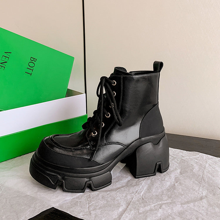 Karin Luna Casual Thick Sole Lace-up Short Boots