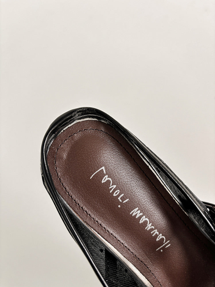Karin Luna In Stock Spot Goods  Breathable Mesh Fabric Embellished Hand Drill Pointed Toe Slippers