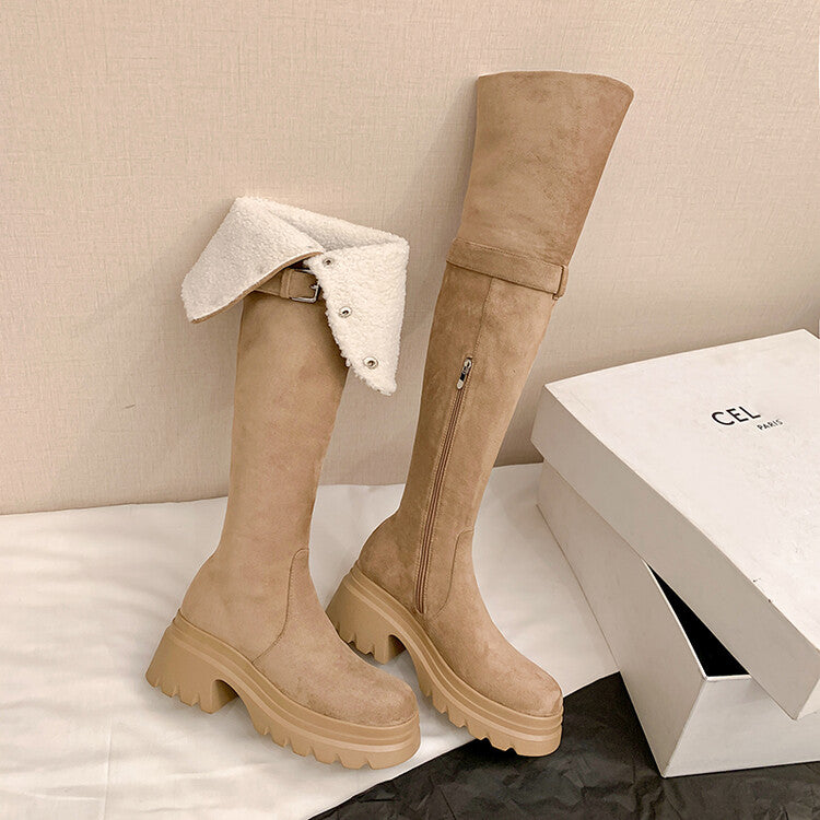 Karin Luna has prepared stock  Main Push Main Push  Hot-selling Large Sole Self-flowing Foldable Round Toe Over-the-Knee Boots