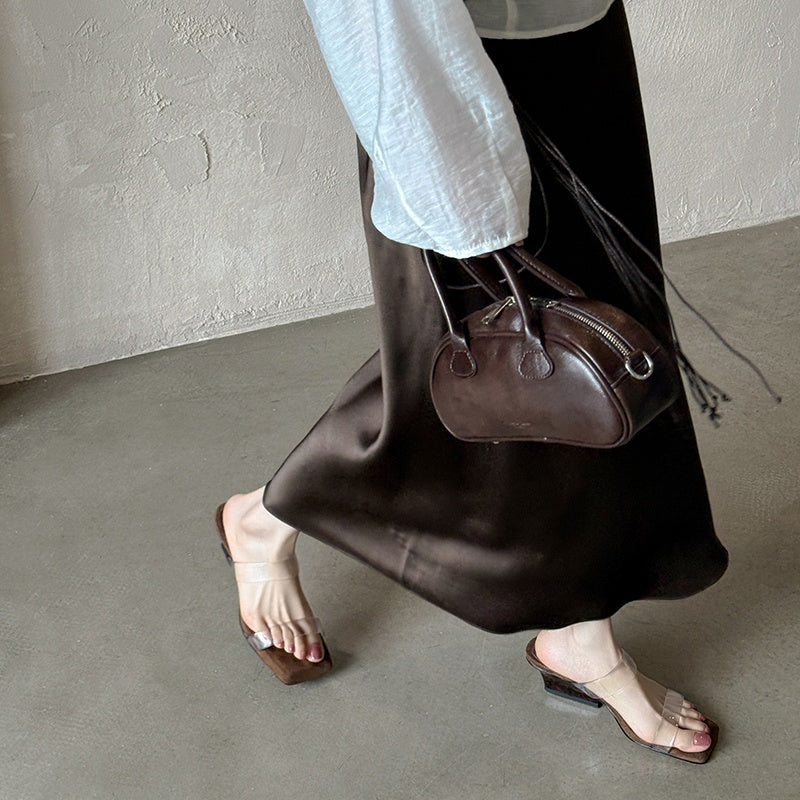 Karin Luna Hot-Selling Amber Element~Spot Goods Spot Goods Transparent tpu   Minimalist Square-Toed One-Strap Slippers