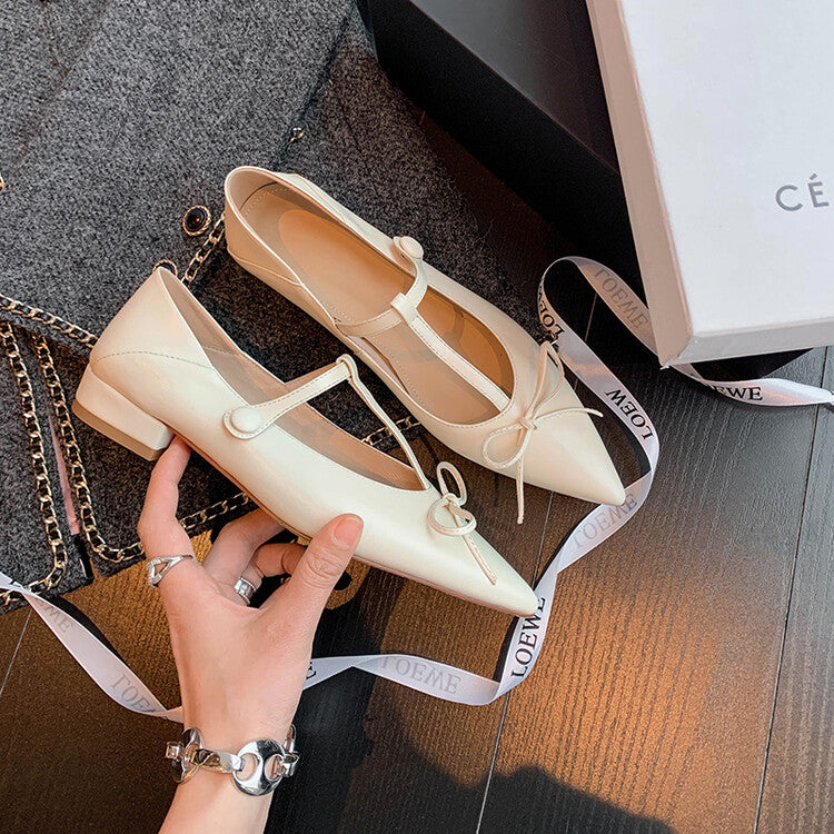 Karin Luna is a perfect Korean drama heroine~French Retro Style Full leather inside and out Pointed Bowknot