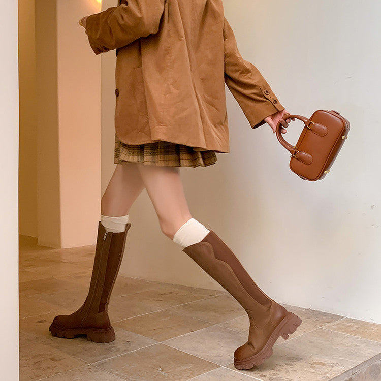 Karin Luna In Stock Versatile Irregular Stretch Fabric Long Boots