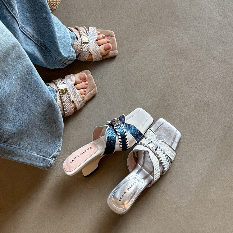 Karin Luna Fish Skin Series~ Hot-selling Square-Toe Slippers with Built-in Traffic