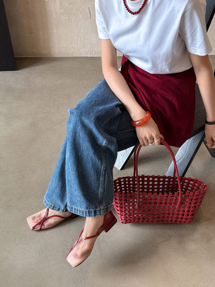 Karin Luna In Stock Spot Goods  Square Toe Mesh Sandals