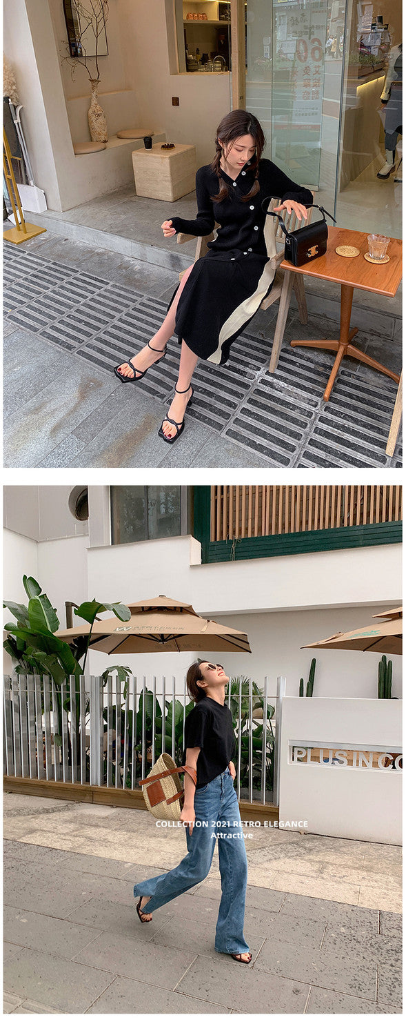Karin Luna Classic Style  In stock  Basic Versatile Cross Strap High Heel Sandals