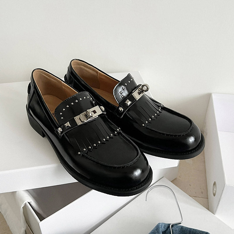 Karin Luna Casual Shoes Series~ Spot Goods Spot Goods Hot-selling Tassel Element Small Gold Buckle Single Shoes