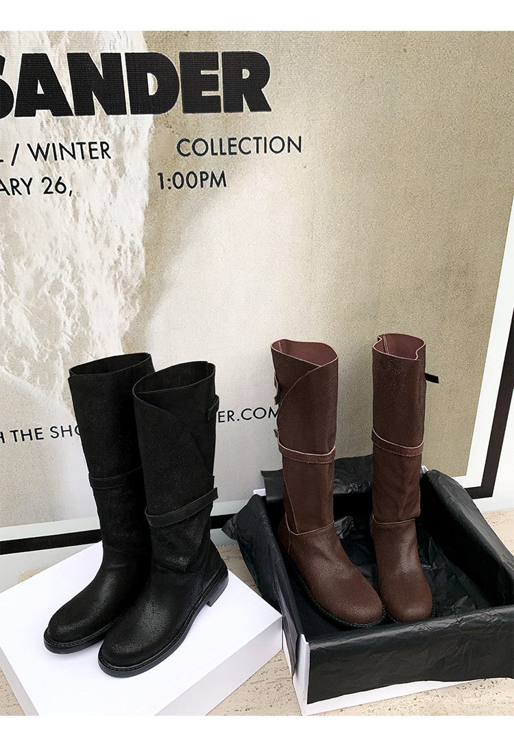 Karin Luna In Stock Spot Goods   Heavy-duty Edition Highly Consuming Material Round Toe Long Boots
