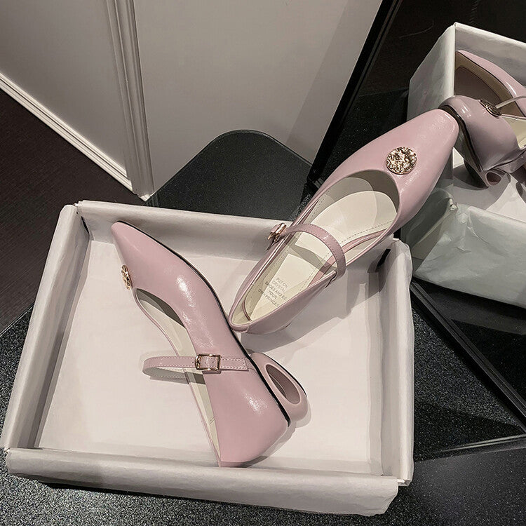 Karin Luna Camellia Story~In stock  Full Leather Shallow Mouth Single Shoes