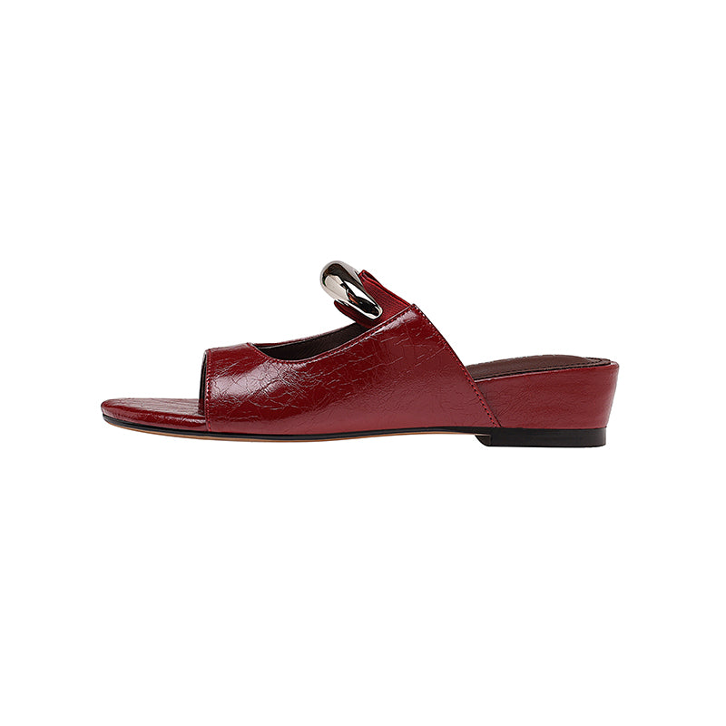Karin Luna In Stock Spot Goods  Metal Buckle Round Toe Strap Slippers
