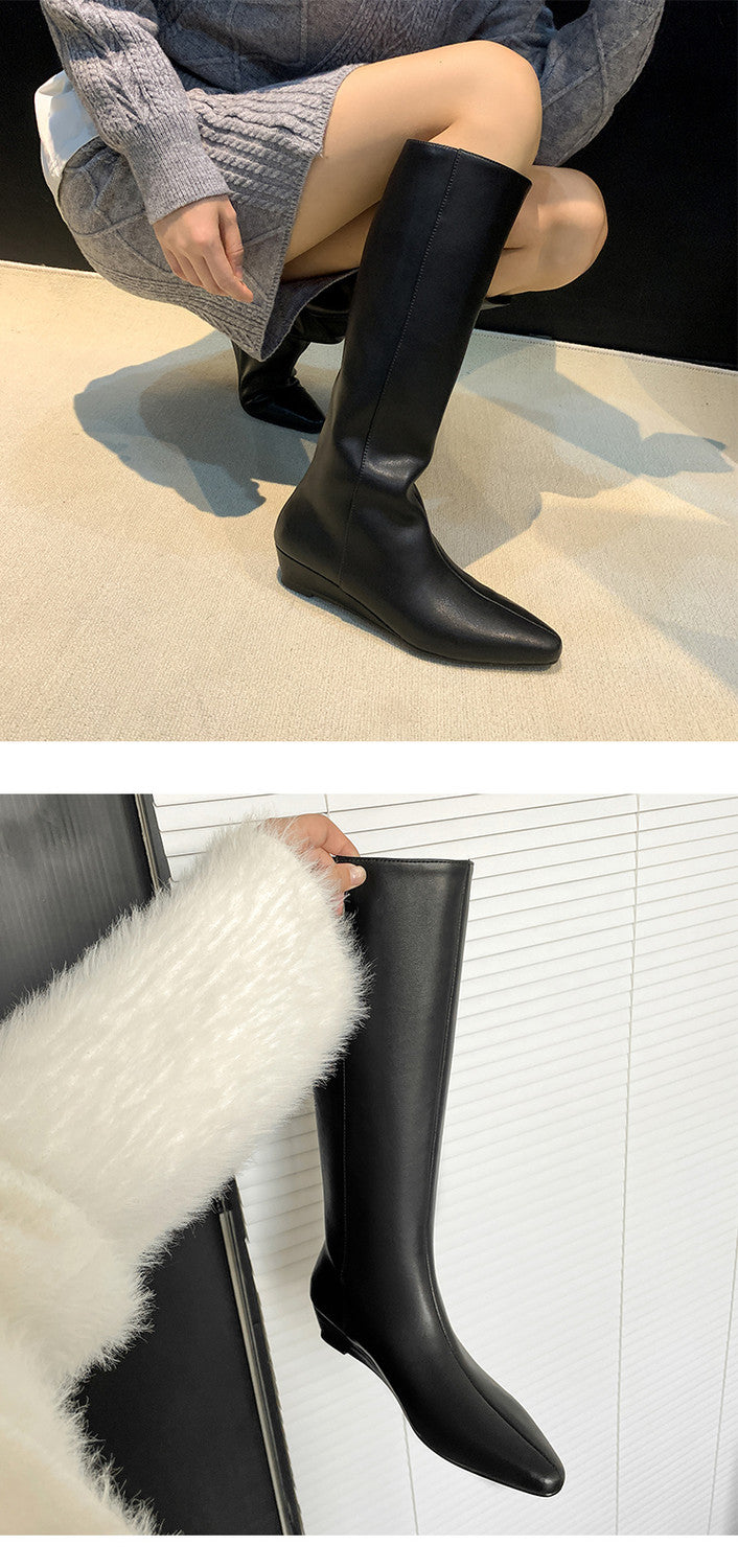 Karin Luna In Stock  In-stock Square Toe Straight Slip-on Long Boots