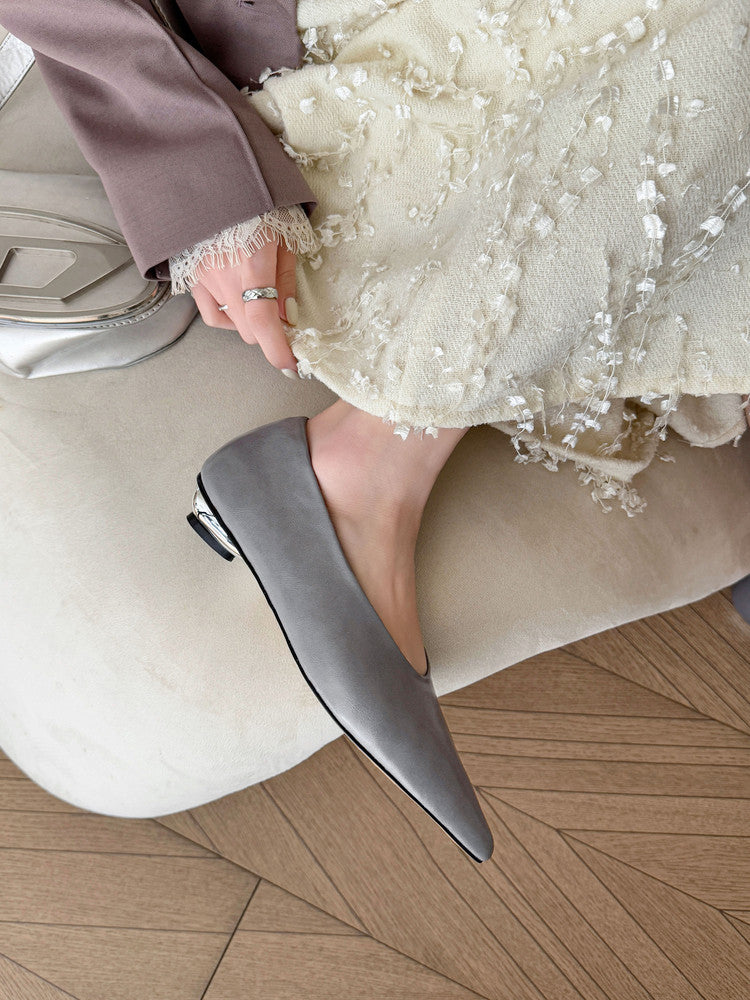 Karin Luna In Stock Spot Goods Classic three-color pointed toe metal heel shoes