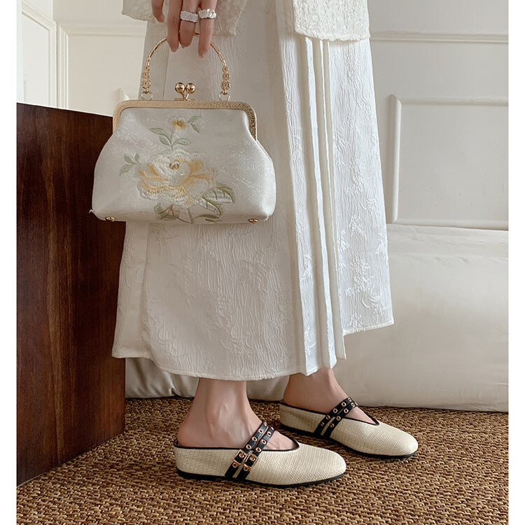 Karin Luna  Closed-Toe Woven Style Height-Increasing Slippers