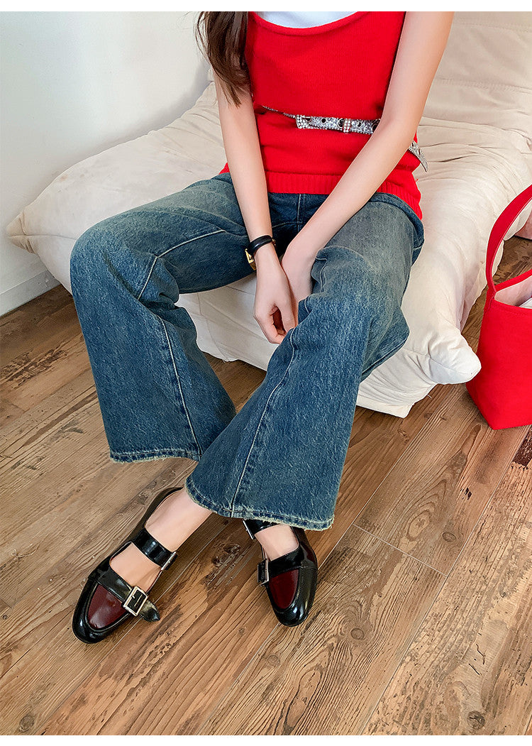 Karin Luna In Stock Spot Goods One-Strap Height-Increasing Belt Buckle Single Shoes