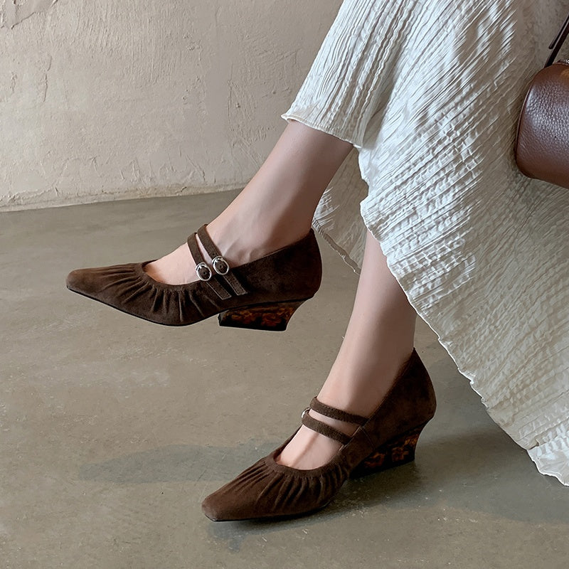 Karin Luna Full Leather Inside and Out Popular Element Amber Heel Elegant French Style Single Shoes