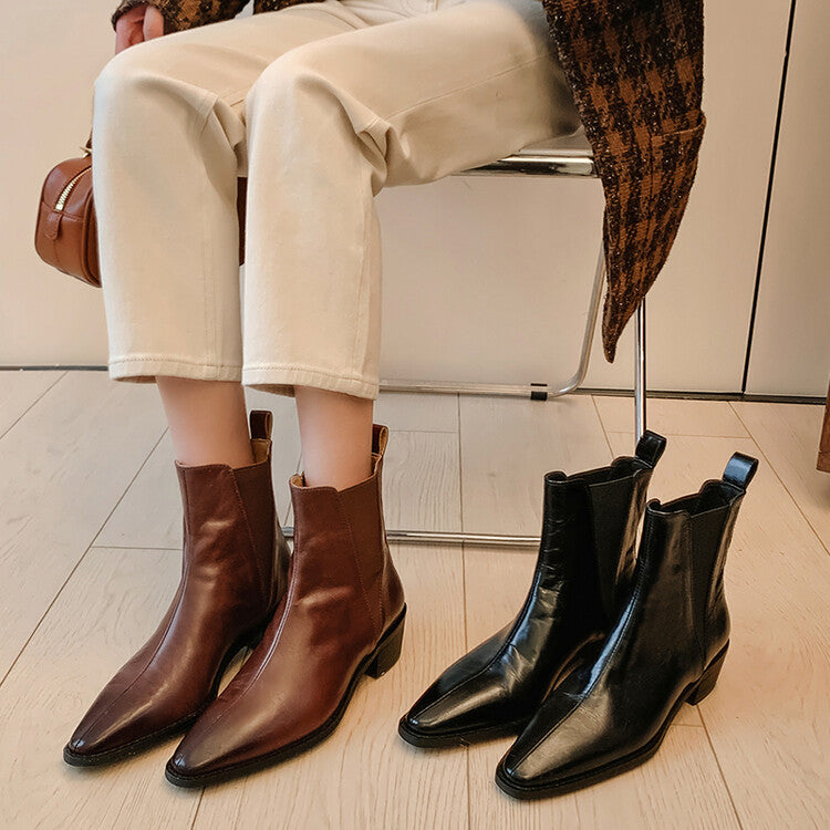 Karin Luna In Stock In stock   Classic first-layer cowhide Chelsea elastic ankle boots
