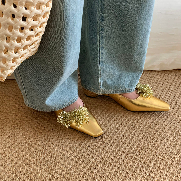 Karin Luna Brilliant Fireworks~Elegant Square-Toed Closed-Toe Chunky Heel Sandals