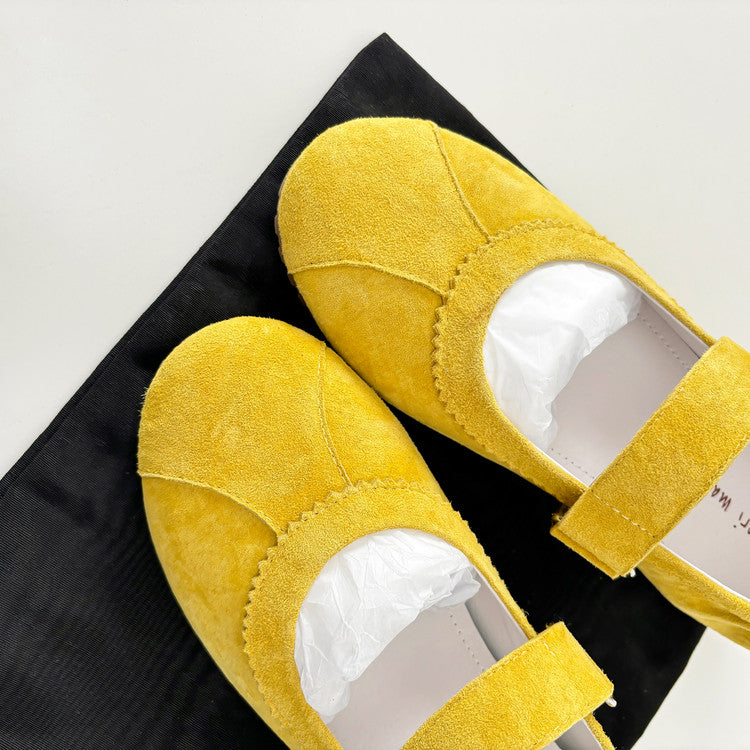 Karin Luna Casual Shoes Series~  In Stock In Stock Magic Tape Round Toe Internal Height Increase Single Strap Flats