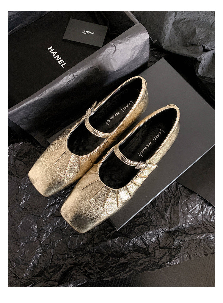 Karin Luna In Stock Spot Goods  Vintage Wrinkled One-Strap Granny Flats