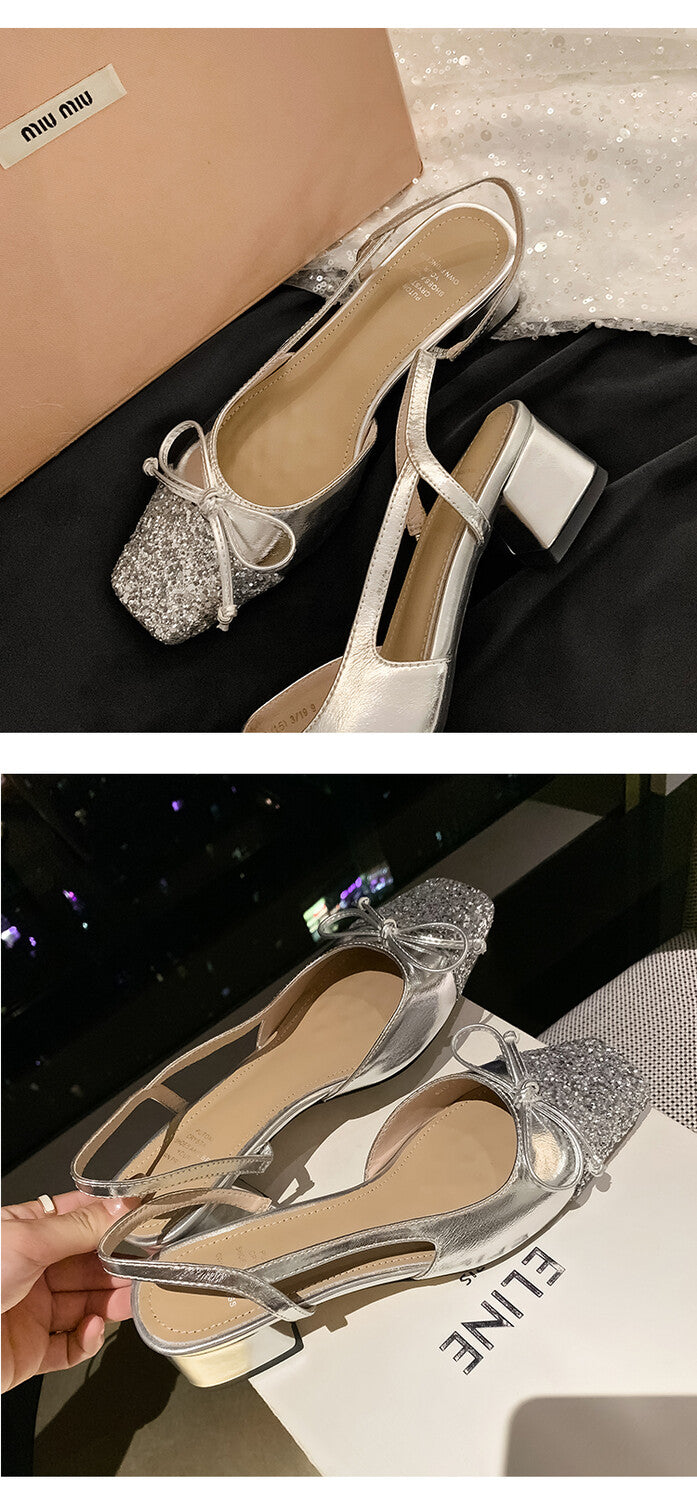 Karin Luna In Stock Spot Goods  Square Head Butterfly Knot Square Toe Unique Gretel Sandals