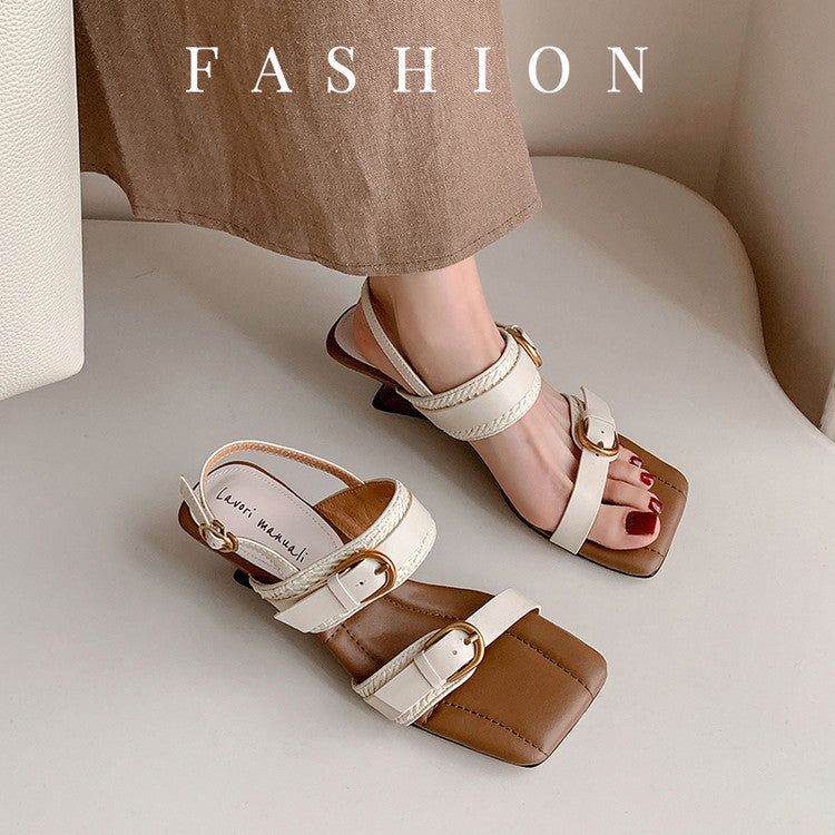 Karin Luna In Stock Spot Goods Vacation style Sofa Cushion Square Toe Irregular Heel Open-Toe Sandals
