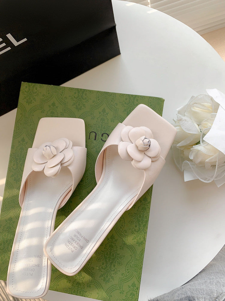 Karin Luna Flower of Wealth in the World~Says purple has a lot of charm Spot Goods Spot Goods  Three-Dimensional Camellia Elegant Sandals
