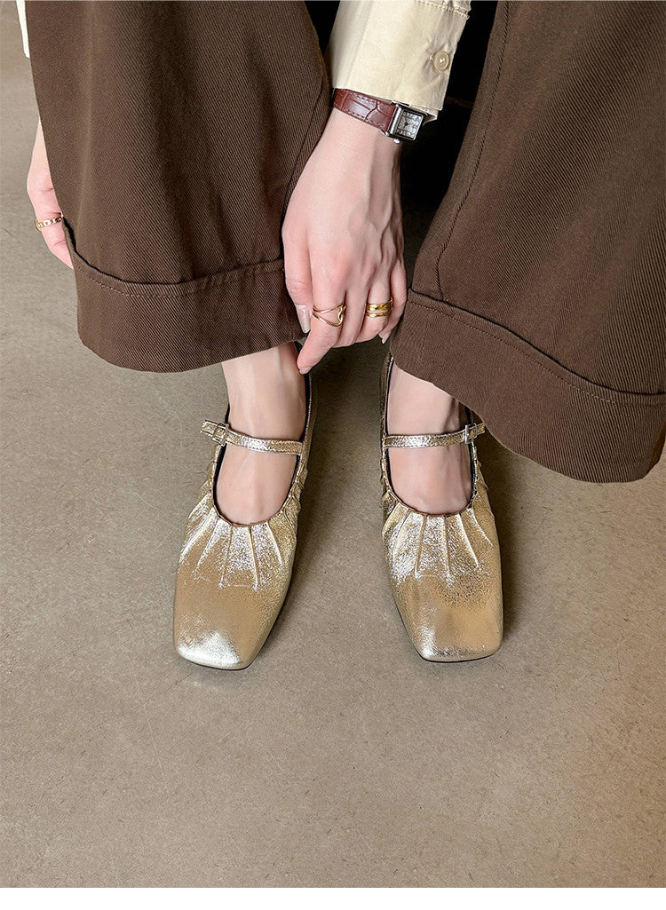 Karin Luna In Stock Spot Goods  Vintage Wrinkled One-Strap Granny Flats