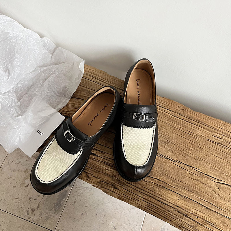 Karin Luna Casual Shoes Series~  In stock Classic color-blocking British style deep-mouth single shoes