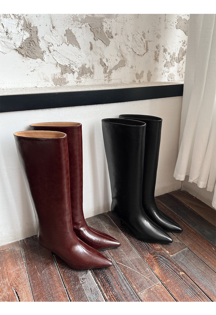 Karin Luna In Stock In Stock    Stunning Elegant Style Kitten Heel Straight Long Boots