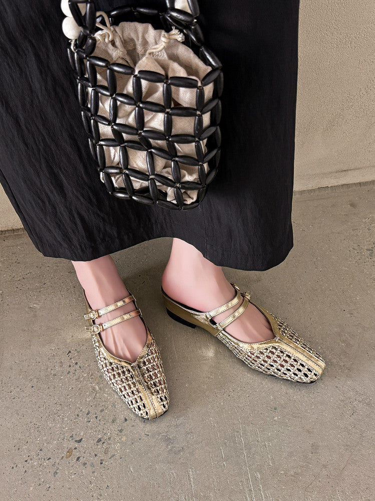 Karin Luna In Stock Spot Goods Hollow Woven One-Strap Closed-Toe Slippers