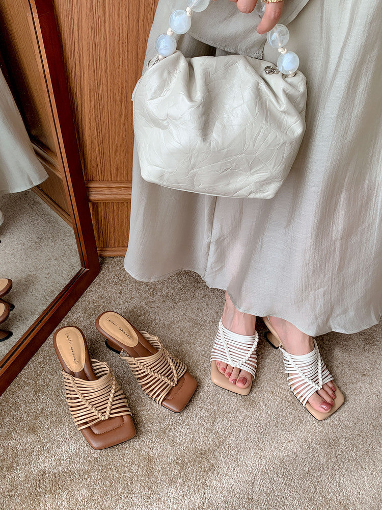 Karin Luna Bestseller Woven Vacation Style Series~ Elegant High Heel Slippers