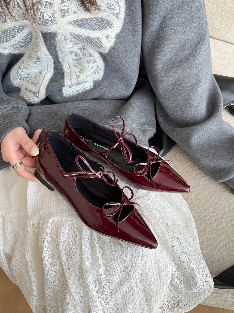 Karin Luna In Stock Spot Goods  Hot-selling Element Bowknot Square Toe Pointed Toe Single Shoes