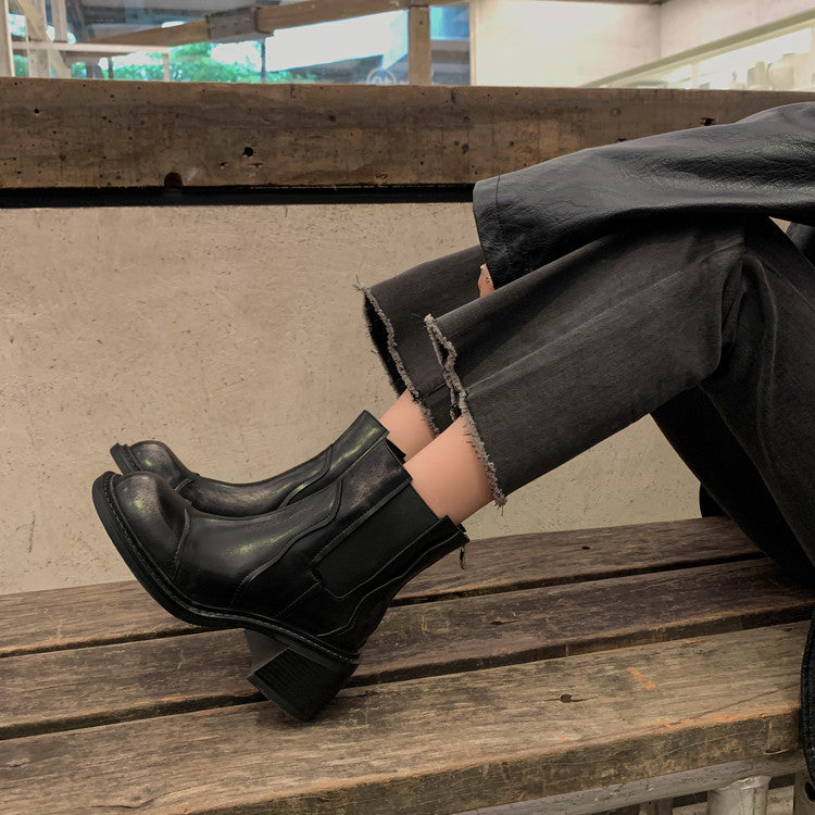Karin Luna In Stock Spot Goods  Round Toe Stretch Round Toe Chelsea Short Boots