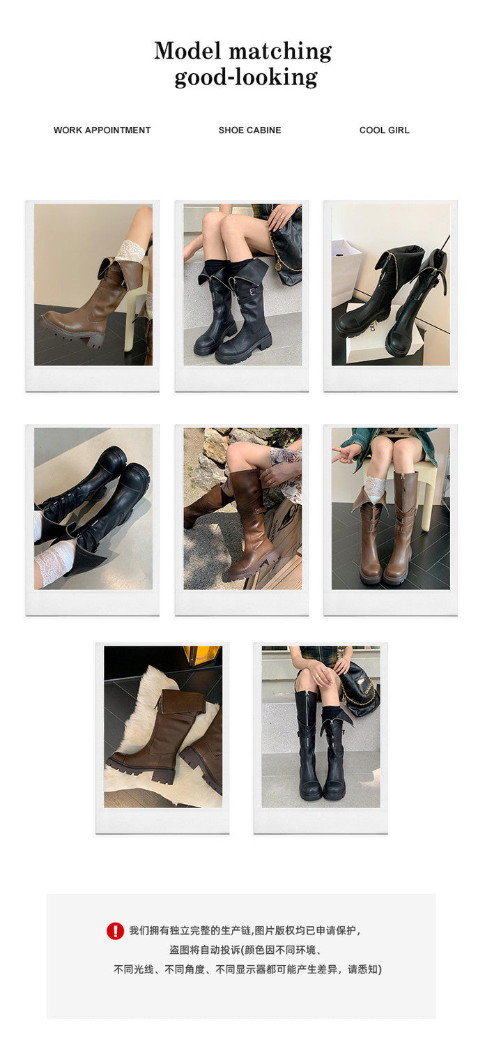 Karin Luna In Stock In-stock Foldable Niche Thick-soled Knight Boots