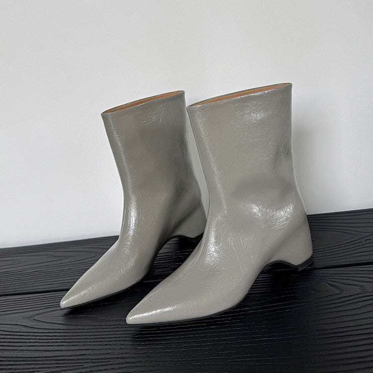 Karin Luna Elegant Pointed Toe Hidden Wedge Short Boots