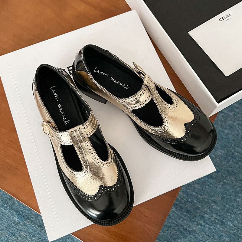 Karin Luna In Stock Spot Goods  Color Matching t Round Toe British Style Single Shoes