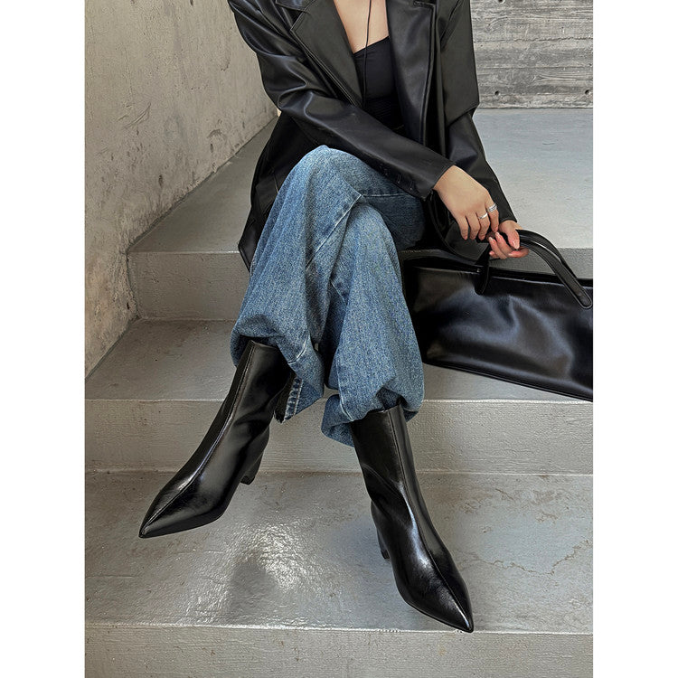 Karin Luna Elegant Pointed Toe Hidden Wedge Short Boots