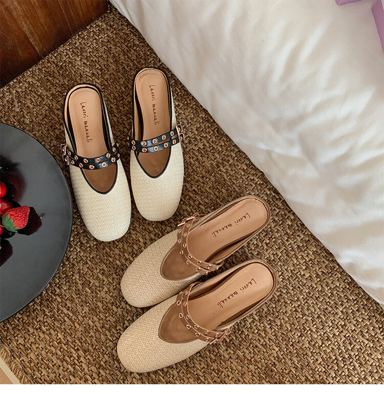 Karin Luna  Closed-Toe Woven Style Height-Increasing Slippers