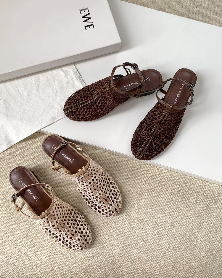 Karin Luna In Stock Spot Goods  Resort Style Series~Casual woven closed-toe flat sandals