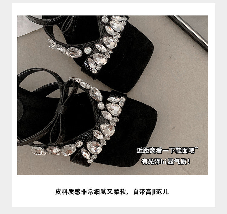 Karin Luna In Stock In Stock  Square Toe Rhinestone Bow Suede Slippers