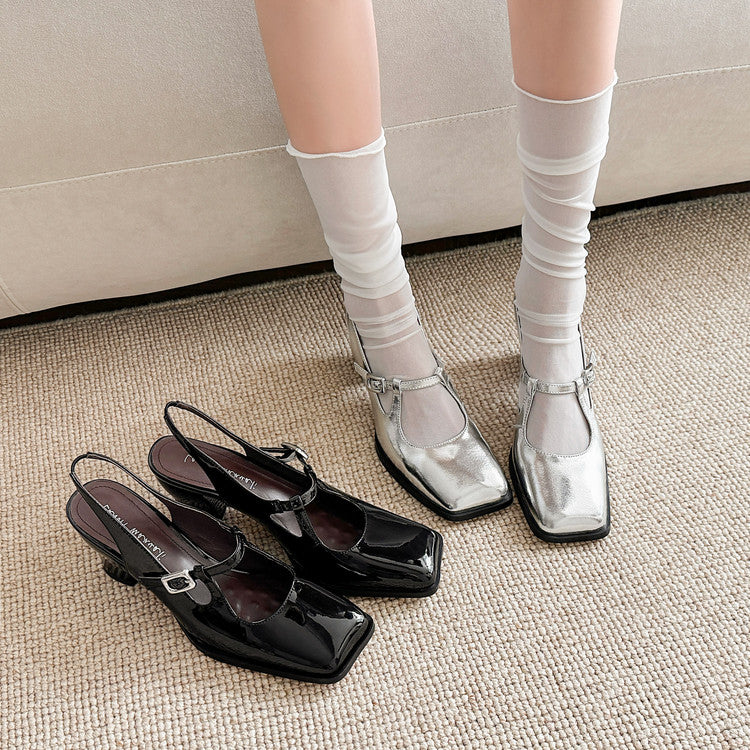 Karin Luna In Stock  Spot Goods  Rhinestone Small Square Toe Closed-Toe Sandals