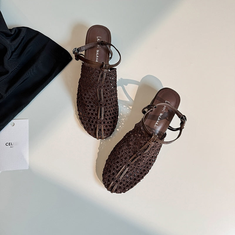 Karin Luna In Stock Spot Goods  Resort Style Series~Casual woven closed-toe flat sandals