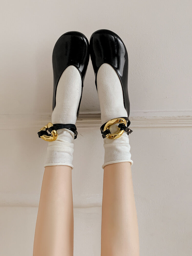 Karin Luna In Stock Large Stock Main Promotion  Two-Way Wear Height-Increasing Retro Gold Buckle Mary Jane Shoes
