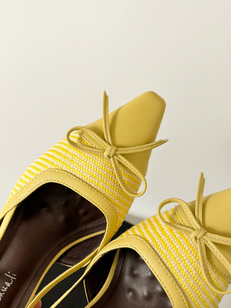 Karin Luna In Stock Spot Goods Braided Style Elegant Thin Heel Pointed Toe Closed-Toe Sandals