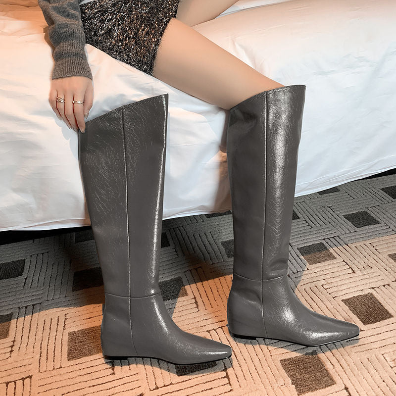Karin Luna Elegant Style Slanted Inner Height-Increasing Long Boots
