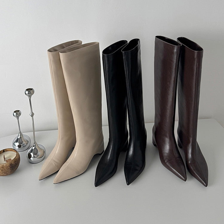 Karin Luna Hot-Selling Internal Height Increase Pointed Toe Straight-Leg Hot-Selling Long Boots