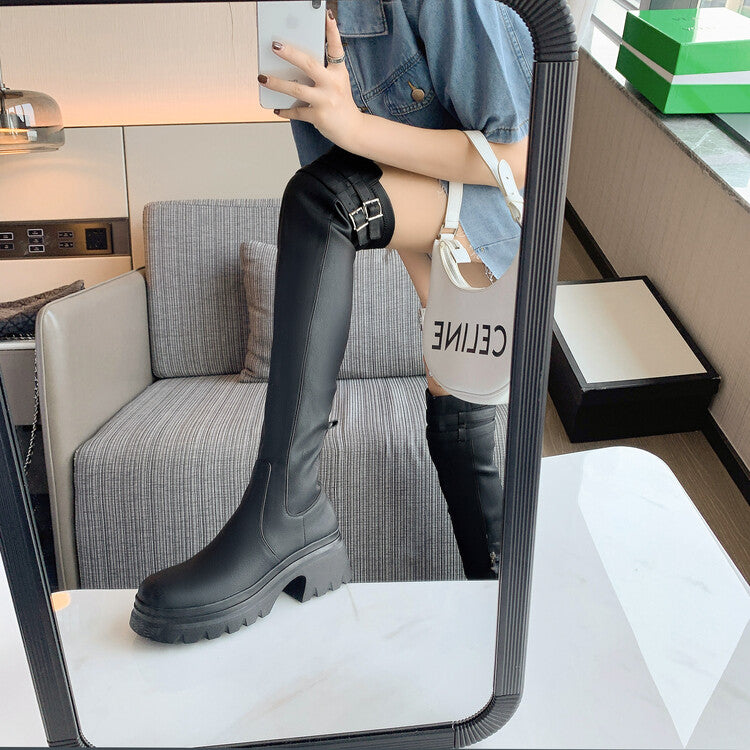Karin Luna In Stock is the Way to Go！ Basic Thick-Soled Over-the-Knee Boots Super Soft Sheepskin Classic
