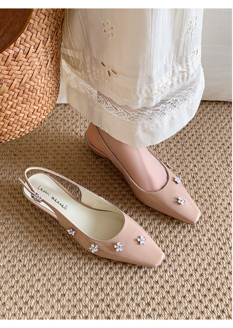Karin Luna In Stock  Spot Goods  Rhinestone Small Square Toe Closed-Toe Sandals