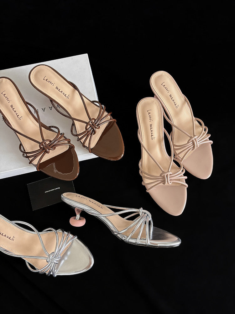 Karin Luna In Stock In Stock  In Stock Round Toe Cross Hollow Round Toe Stiletto Slippers