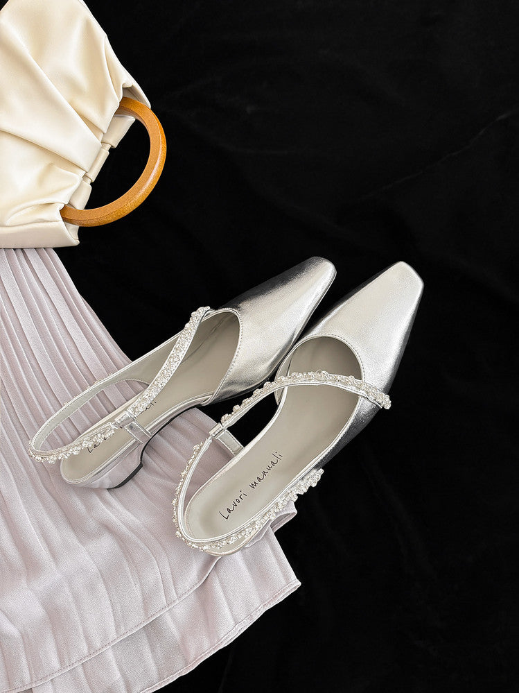 Karin Luna In Stock In Stock  Fresh Summer Vibes  Rhinestone Small Square Toe Elegant Closed-Toe Sandals