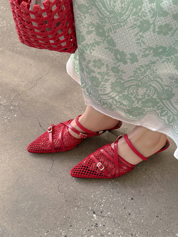 Karin Luna In Stock  Spot Goods  Mesh Series Elegant Closed-Toe Belt Buckle Slippers